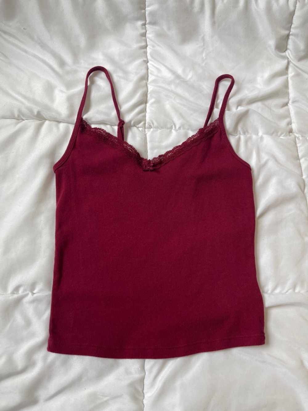 No Boundaries Lace-Trim Cami Tank Top - Burgundy